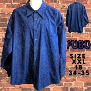 FUBU Men's Blue Button Down Shirt Size  XXL